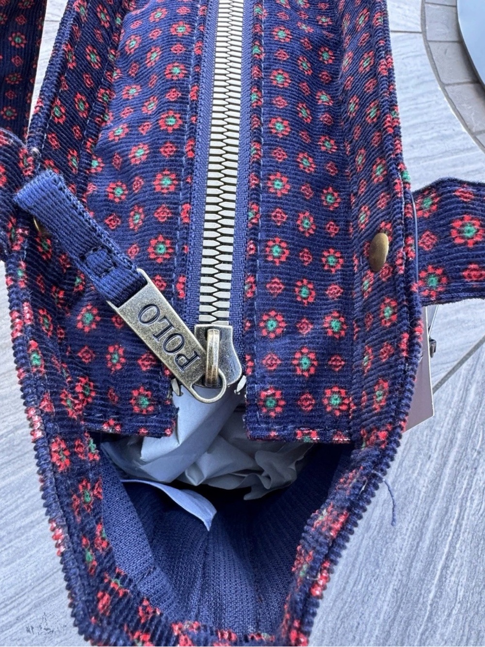 Polo by Ralph Lauren Navy Tote with Red Patterned Accents - Picture 6 of 8